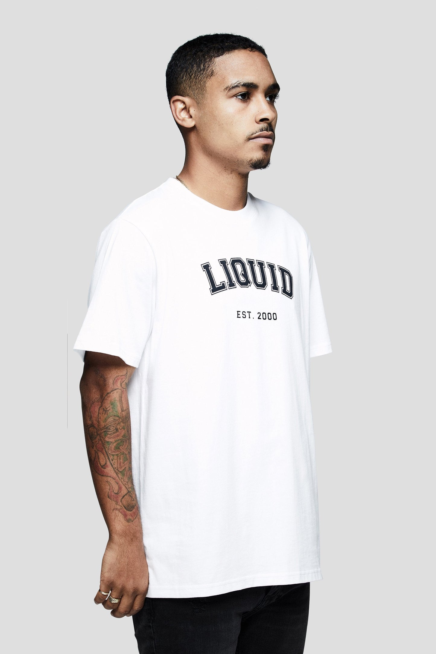 LIQUID VARSITY FONT SHORT SLEEVE TEE